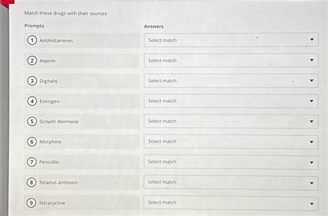 Solved Match These Drugs With Their Chegg