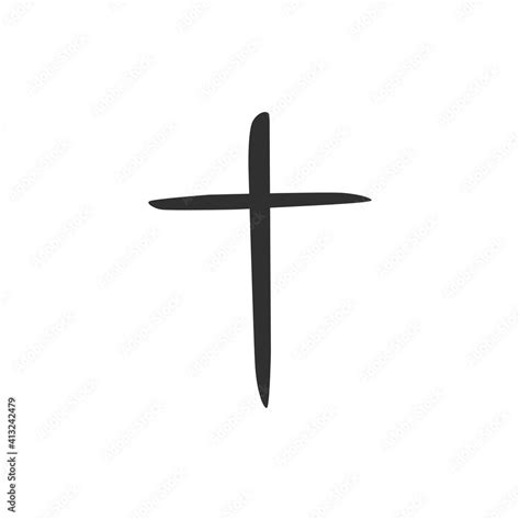 Hand drawn black grunge cross icon. Christian cross sign, hand-painted ...