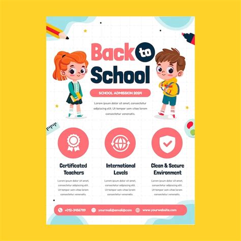 Plantilla de póster de admisión escolar dibujada a mano Vector Gratis