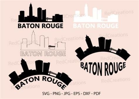 1 Baton Rouge Skyline Cityscape Silhouette Designs & Graphics