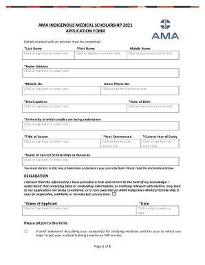 Fillable Online Ama Indigenous Medical Scholarship Application Form