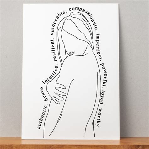 Self Love Art Body Positivity Line Art Woman Line Drawing Etsy