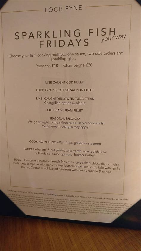 Menu At Loch Fyne Restaurant And Bar Edinburgh Harbour