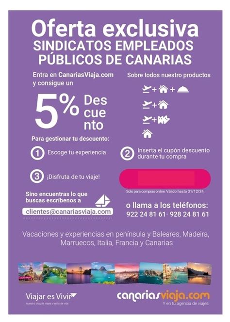 Canarias Viaja Descuentos 2024 Al Personal Afiliado A Sepca