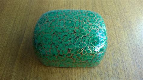 Papier M Ch Box Vintage Paper Mache Box Green Gold Floral Etsy Uk