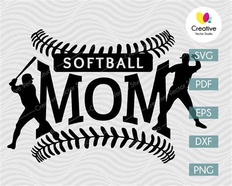 Softball Mom Svg Png Pdf Dxf Eps Creative Vector Studio