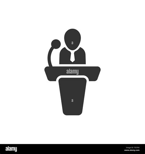 Public Speach Icon In Flat Style Podium Conference Vector Illustration