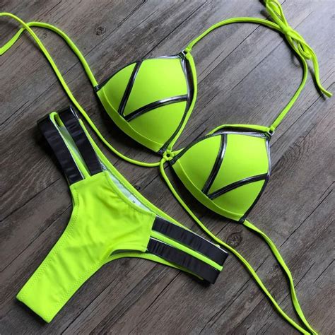 2020 Micro Bikini Bandage Swimsuit Neon Sexy Brazilian Bikini Push Up