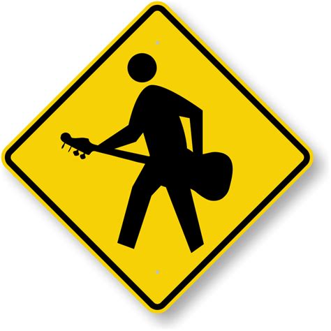 Guitar Player Crossing Sign Winding Road Ahead Sign 800x800 Png