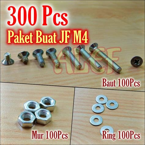 Jual 300pcs Paket Baut Mur Ring Jf M4 X 6 10 12 15 25 20 25 30 Mm