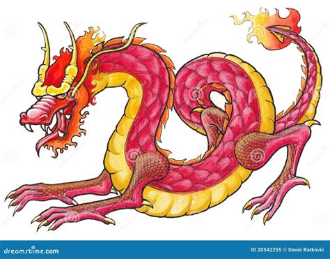 Hand Drawn Red Dragon Stock Illustration Illustration Of Isolated