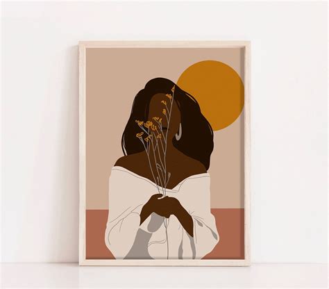 Black Woman Abstract Art African Woman Art Print Mid Century Boho