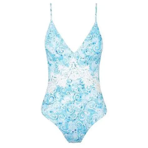 Sexy Women Swimsuit Push Up Padded Lace Patchwork Printing One Piece