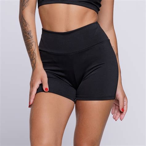 Short Fitness Feminino Suplex Preto Vekyo Moda Feminina Para Todos