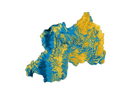 Rwanda Map With The Flag Colors Shaded Relief Map 3d Illustration
