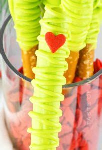 Grinch Chocolate Covered Pretzel Rods Yummi Haus