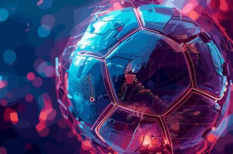 Flying Abstract Futuristic Soccer Ball Premium Ai Generated Vector