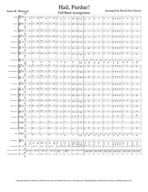 Hail Purdue Sheet Music For Trombone Cornet Tuba Flute Piccolo