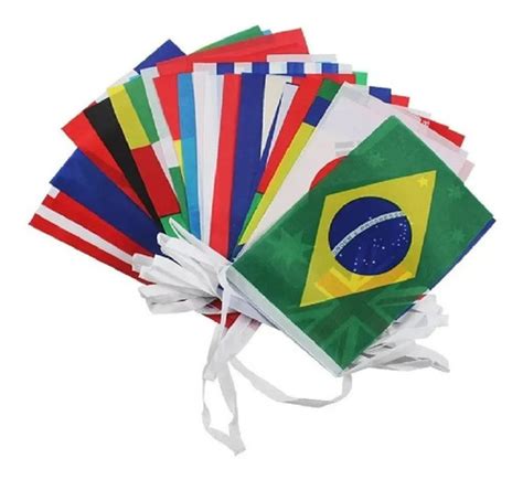 Varal Copa Do Mundo Pa Ses M Bandeira Pendente Mts Mercadolivre