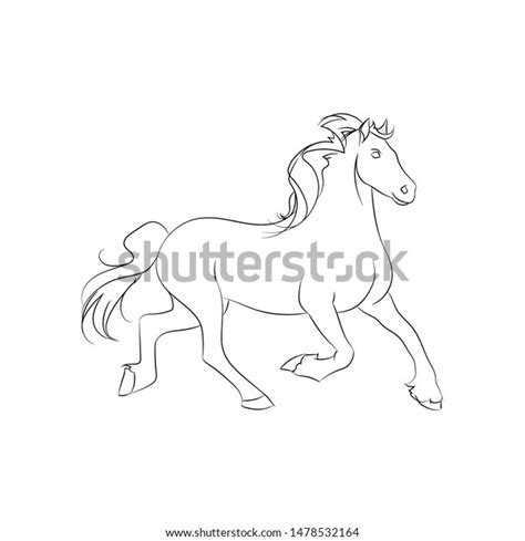 Running Horse Line Drawing Vector Illustration Stock Vector (Royalty ...