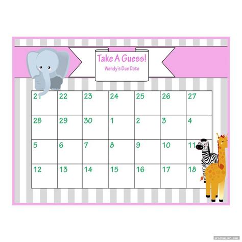 Baby Pool Calendar Template Printable Hq Printable Documents