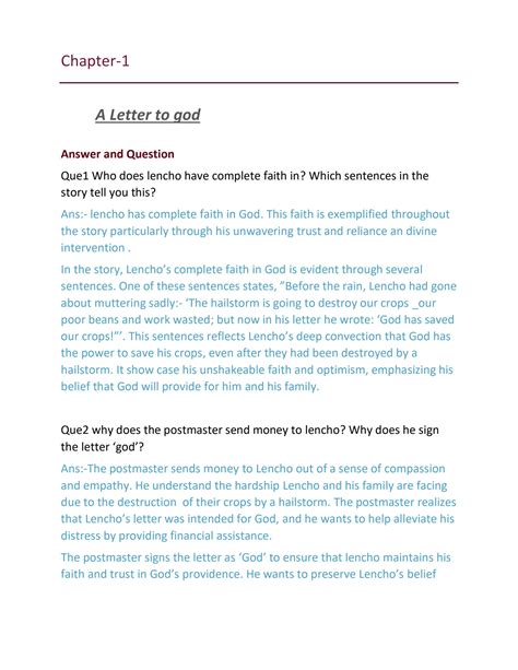 Solution English Chapter A Letter To God Cbse Studypool