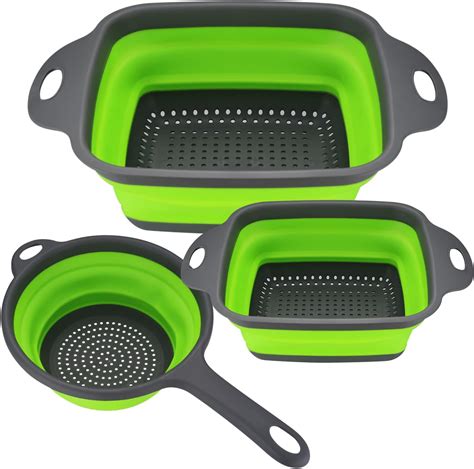 3 Pièces Passoire Pliable Silicone Passoire Filtres de Cuisine