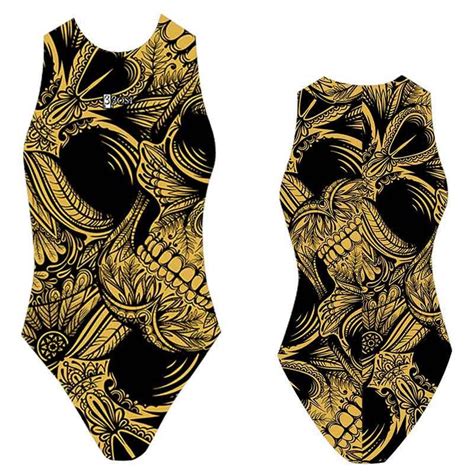 Bbosi Gold Skull Womens Water Polo Suits Costume Waterpoloshop