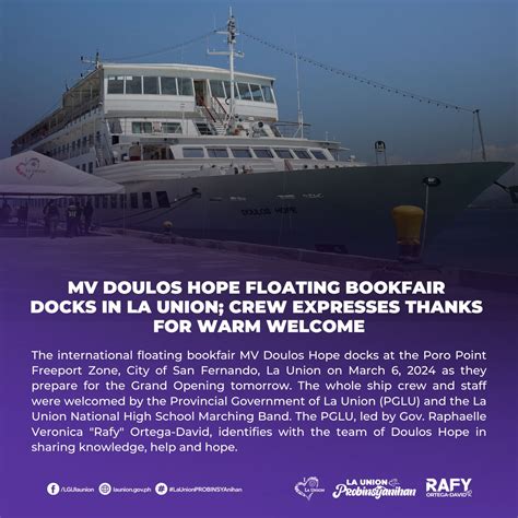 MV Doulos Hope Floating Bookfair Docks In La Union Crew Expresses