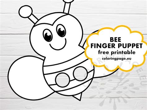 Free Bee Finger Puppet Template Coloring Page