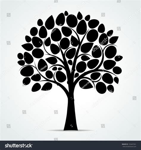 Black Tree Silhouette Vector Illustration Stock Vector