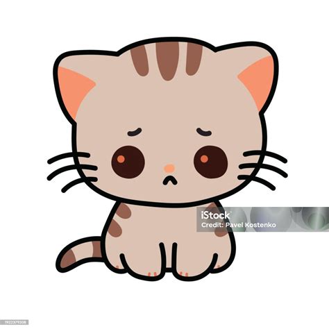 Hand Drawn Doodle Sad Kitten On White Background Stock Illustration