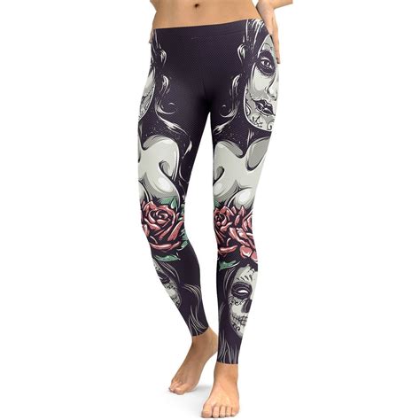 Sugar Skulls And Roses Leggings