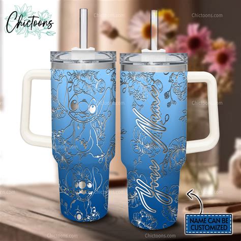 Stitch Cartoon Custom Stanley Quencher Oz Stainless Steel Tumbler