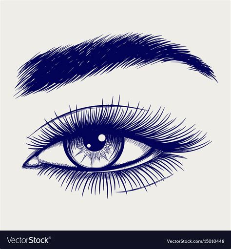 Pen sketch of beautiful female eye Royalty Free Vector Image