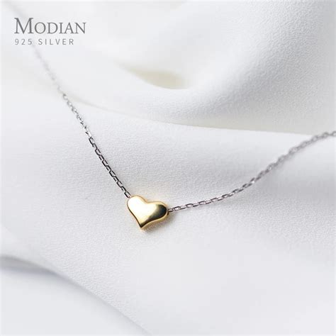 Modian Gold Color Heart Simple Tiny Fashion Chain Pendant Necklaces