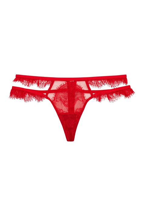 Wolf And Whistle Megan Red Lace Thong Playful Promises Usa