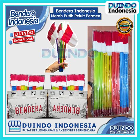 Jual Duindo Bendera Merah Putih Stik Tongkat Isi Peluit Permen 10