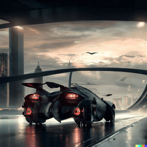 The Retro Futuristic Batmobile Driving Away Form Gotham City On An