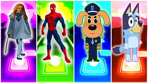 M Gan Vs Spider Man Into The Spider Verse Vs Sheriff Labrador Vs Bluey