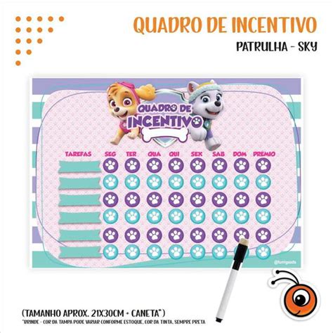 Quadro De Incentivo Patrulha Sky Elo7 Produtos Especiais