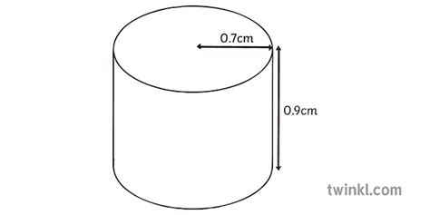 cylinder objętość i powierzchnia oznakowane czarno białe Illustration ...