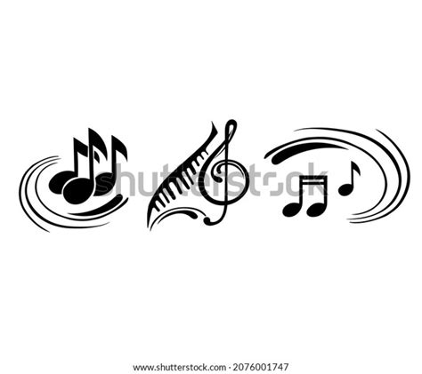 Set Musical Notes Black Silhouette Isolated Stock Vector (Royalty Free ...