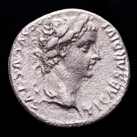 Roman Empire Tiberius AD 14 37 Denarius From Lugdunum Mint