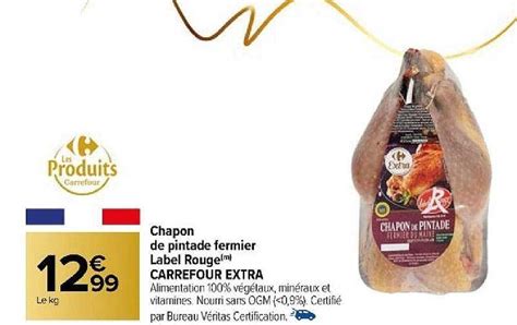 Promo Chapon De Pintade Fermier Label Rouge Carrefour Extra Chez