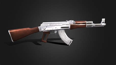 Assault Rifle Ak 47 Silver Download Free 3d Model By Long Nguyễn