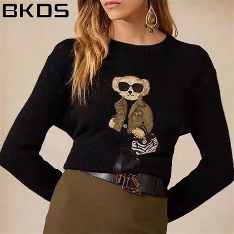 Pull En Coton Doux Pour Femmes Pull Basique Pulls D Ours Haut Pour