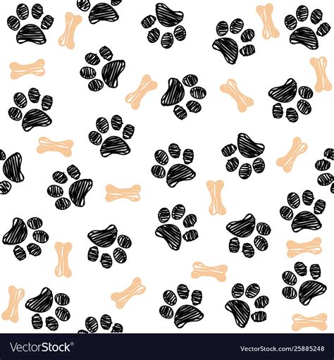 Background with dog paw print and bone Royalty Free Vector