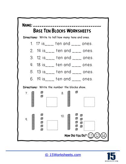 Base Ten Blocks Worksheets 15