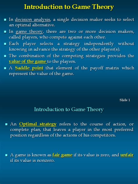 Value Of The Game Saddle Point 1 Slide Pdf Economics Of